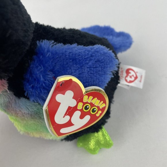 Ty Beanie Boos Beaks Toucan Bird 7" Plush Stuffed Toy Green Glitter Eyes w/Tags - Picture 6 of 9